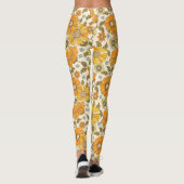 Retro Oranje Floral Patroon Leggings (Achterkant)