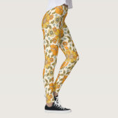 Retro Oranje Floral Patroon Leggings (Rechts)