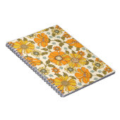 Retro Oranje Floral Patroon Notitieboek (Rechterzijde)