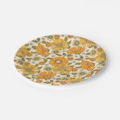  Retro Oranje Floral Patroon Papieren Bordje (Gekanteld)