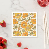 Retro Oranje Floral Patroon Servet (Insitu)