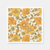  Retro Oranje Floral Patroon Servet (Voorkant)