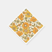 Retro Oranje Floral Patroon Servet (Hoek)