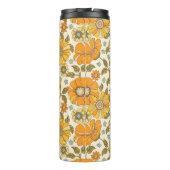  Retro Oranje Floral Patroon Thermosbeker (Achterkant)