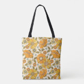  Retro Oranje Floral Patroon Tote Bag (Achterkant)