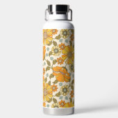  Retro Oranje Floral Patroon Waterfles (Achterkant)