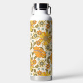  Retro Oranje Floral Patroon Waterfles (Voorkant)