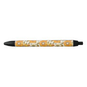  Retro Oranje Floral Patroon Zwarte Inkt Pen (Voorkant)