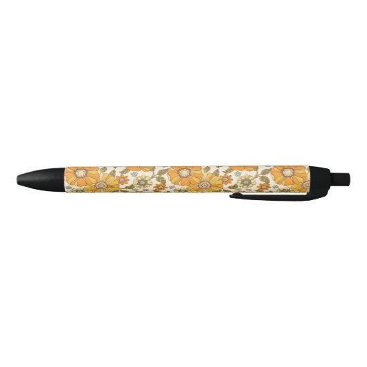  Retro Oranje Floral Patroon Zwarte Inkt Pen (Bodem)