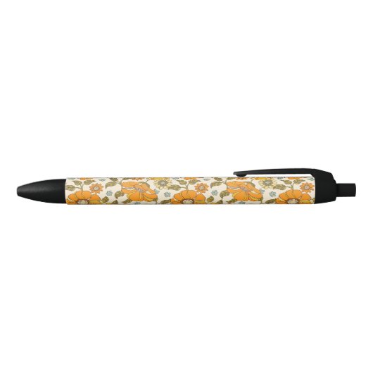  Retro Oranje Floral Patroon Zwarte Inkt Pen (Bovenkant)