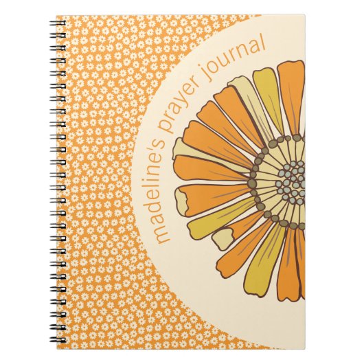 Retro Oranje Floral Prayer Journal Notitieboek (Voorkant)