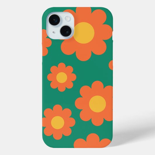 Retro Oranje Flowers Case-Mate iPhone Case (Achterkant)