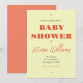 Retro Oranje Geel Baby shower Uitnodiging (Voorkant / Achterkant)