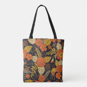 Retro-Oranje, geel, bruin en zeemuizerspatroon Tote Bag (Achterkant)