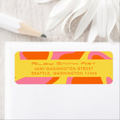 Retro Oranje Geel Roze Kleurrijke Abstracte Groovy Etiket (Insitu)