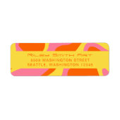 Retro Oranje Geel Roze Kleurrijke Abstracte Groovy Etiket (Voorkant)