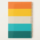 Retro Oranje Geel Teal Strepen Naam Planner (Achterkant)