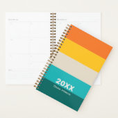Retro Oranje Geel Teal Strepen Naam Planner (Display)