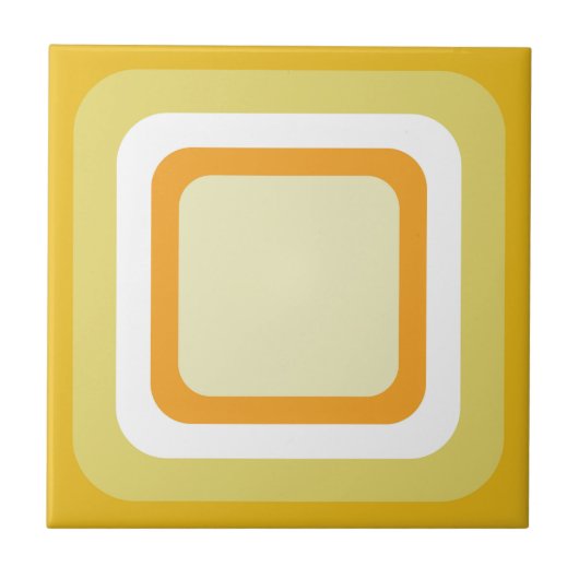 Retro Oranje Geel Wit Tegeltje (Voorkant)