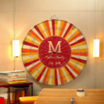 Retro Oranje gele familie speldartboard Dartbord<br><div class="desc">Retro Oranje Gele Familie Game Dartboard met naam en monogram.</div>