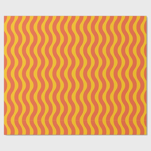 retro Oranje Gele Groovy Wavy Stripe Cadeaupapier (Vlak)