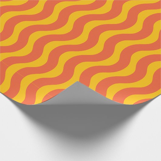 retro Oranje Gele Groovy Wavy Stripe Cadeaupapier (Hoek)
