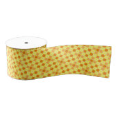 Retro Oranje Gele Stippen Geometrisch Patroon Grosgrain Lint (Spoel)