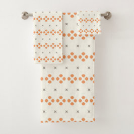 Retro Oranje Geometrisch Stippenpatroon Bad Handdoek