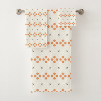 Retro Oranje Geometrisch Stippenpatroon Bad Handdoek