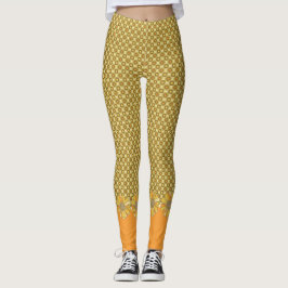 Retro Oranje geometrische Floral Leggings