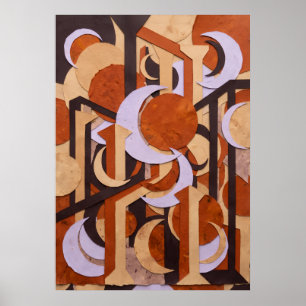 Retro Oranje Geometrische Poster