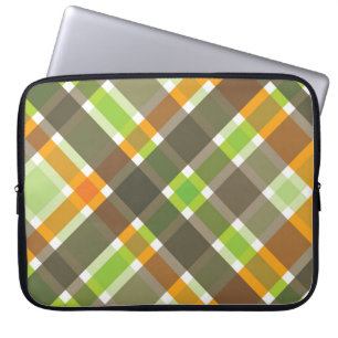 Retro Oranje geplakt controleteken patroonlaptopho Laptop Sleeve