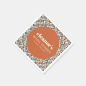 Retro Oranje Geruite Paddenstoel Huwelijksfeest Servet (Hoek)