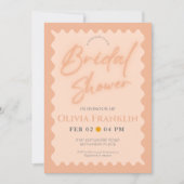 Retro oranje-golvende zomervrijgezellenfeest kaart (Voorkant)