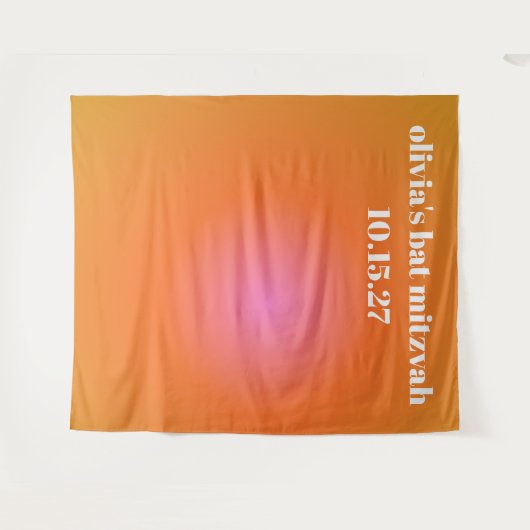 Retro Oranje Gradient Bat Mitzvah Aangepaste Achte Wandkleed (Voorkant (horizontaal))