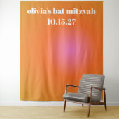 Retro Oranje Gradient Bat Mitzvah Aangepaste Achte Wandkleed (In situ)