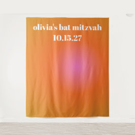 Retro Oranje Gradient Bat Mitzvah Aangepaste Achte Wandkleed