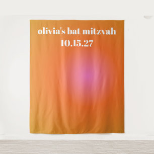 Retro Oranje Gradient Bat Mitzvah Aangepaste Achte Wandkleed