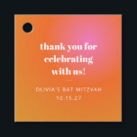 Retro Oranje Gradient Bat Mitzvah Custom Dank u Bedankjes Labels<br><div class="desc">Retro Sinaasappel Roze Gradient Unique Bat Mitzvah Custom Bedankt Favor Tags</div>