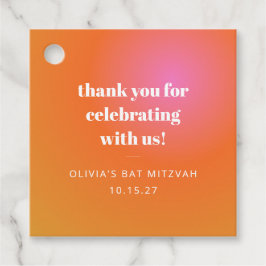 Retro Oranje Gradient Bat Mitzvah Custom Dank u Bedankjes Labels