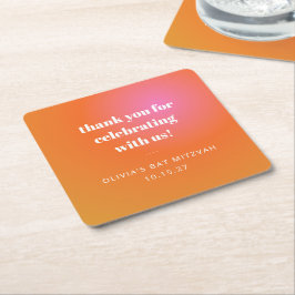 Retro Oranje Gradient Bat Mitzvah Custom Dank u Kartonnen Onderzetters