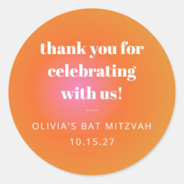 Retro Oranje Gradient Bat Mitzvah Custom Dank u Ronde Sticker