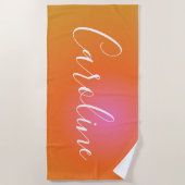 Retro Oranje Gradiënt | Gepersonaliseerde Script N Strandlaken (Voorkant)