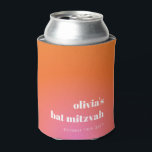 Retro Oranje Gradient Unique Bat Mitzvah Custom Blikjeskoeler<br><div class="desc">Retro Sinaasappel Roze Gradient Unique Bat Mitzvah Custom Koelbox</div>