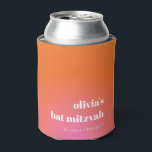 Retro Oranje Gradient Unique Bat Mitzvah Custom Blikjeskoeler<br><div class="desc">Retro Sinaasappel Roze Gradient Unique Bat Mitzvah Custom Koelbox</div>