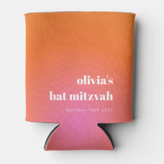 Retro Oranje Gradient Unique Bat Mitzvah Custom Blikjeskoeler (Voorkant)