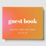 Retro Oranje Gradient Unique Bat Mitzvah Custom Gastenboek<br><div class="desc">Retro Sinaasappel Roze Gradient Unique Bat Mitzvah Custom Bedankt Gastenboek</div>
