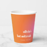 Retro Oranje Gradient Unique Bat Mitzvah Custom Papieren Bekers<br><div class="desc">Retro Sinaasappel Roze Gradiënt Unieke Bat Mitzvah Custom Papier Cups</div>