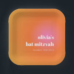 Retro Oranje Gradient Unique Bat Mitzvah Custom Papieren Bordje<br><div class="desc">Retro Sinaasappel Roze Gradiënt Unieke vleermuis Mitzvah Custom Papier Borden</div>