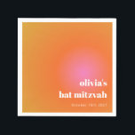 Retro Oranje Gradient Unique Bat Mitzvah Custom Servet<br><div class="desc">Retro Sinaasappel Roze Gradient Unique Bat Mitzvah Aangepaste Servetten</div>